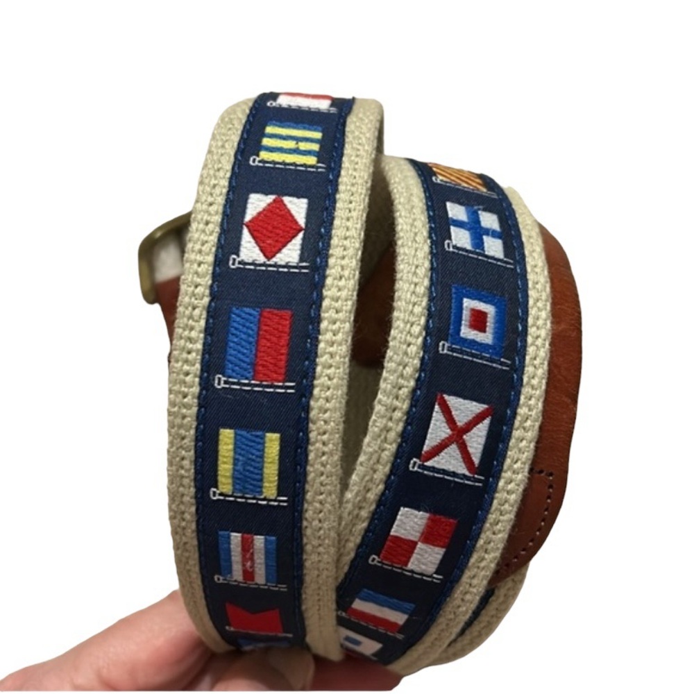 Men’s Canvas and Leather Code Flag Belt Size 42